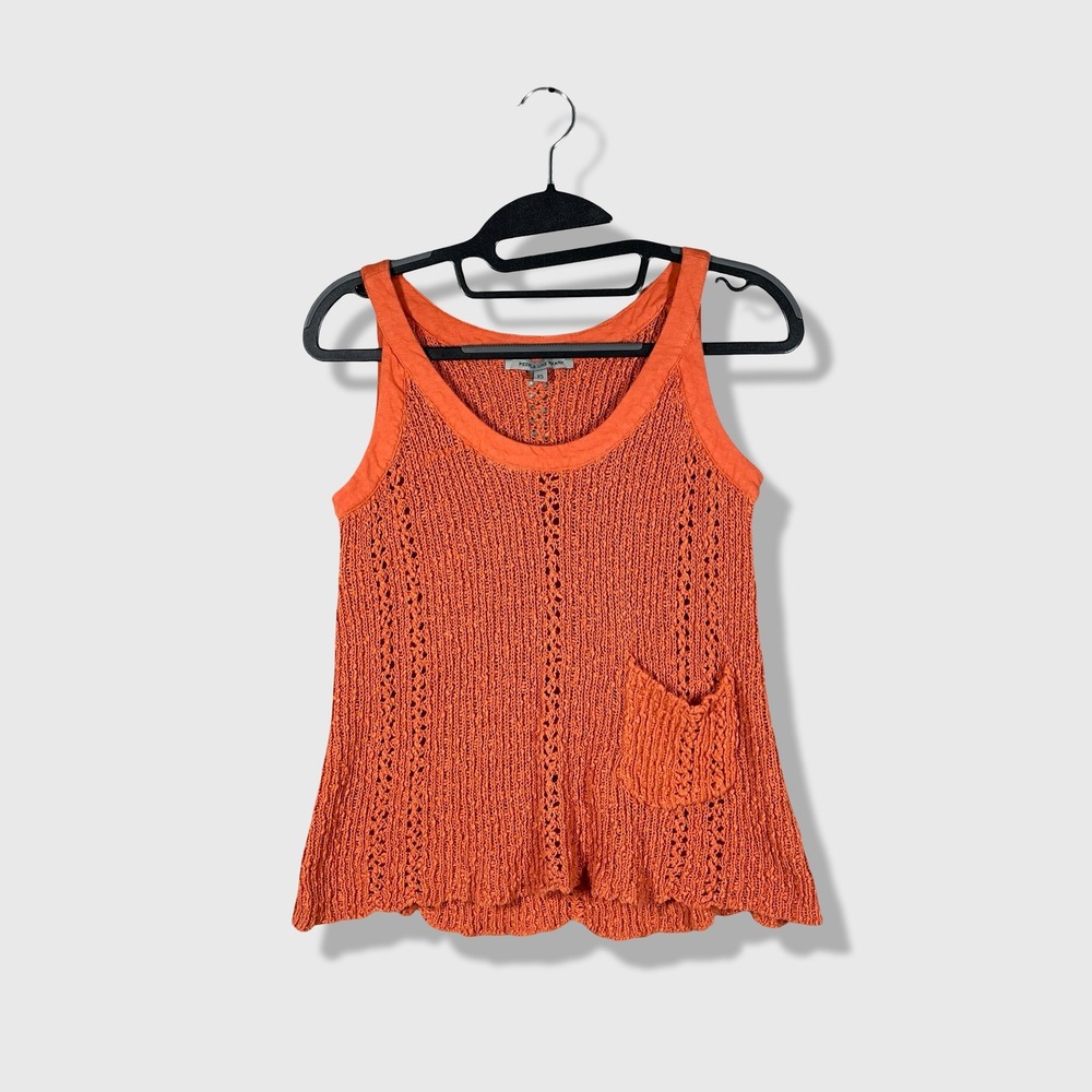 People Like Frank Knit Tank Top Womens XS Orange Boho Coastal Summer
